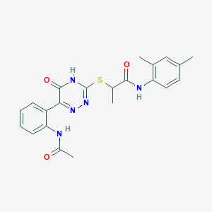 molecular formula C22H23N5O3S B11275366 N-(2,4-Dimethylphenyl)-2-{[6-(2-acetamidophenyl)-5-oxo-4,5-dihydro-1,2,4-triazin-3-YL]sulfanyl}propanamide 