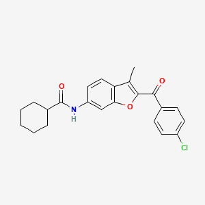 molecular formula C23H22ClNO3 B11275635 N-[2-(4-chlorobenzoyl)-3-methyl-1-benzofuran-6-yl]cyclohexanecarboxamide 