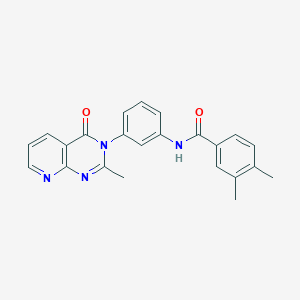 molecular formula C23H20N4O2 B11275975 3,4-dimethyl-N-(3-(2-methyl-4-oxopyrido[2,3-d]pyrimidin-3(4H)-yl)phenyl)benzamide 