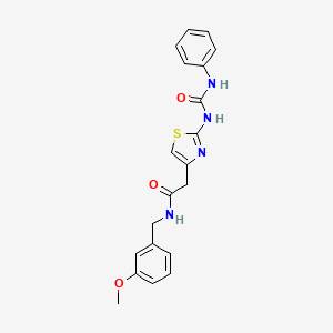 molecular formula C20H20N4O3S B11276084 N-(3-methoxybenzyl)-2-(2-(3-phenylureido)thiazol-4-yl)acetamide 
