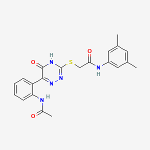 molecular formula C21H21N5O3S B11276198 N-(3,5-Dimethylphenyl)-2-{[6-(2-acetamidophenyl)-5-oxo-4,5-dihydro-1,2,4-triazin-3-YL]sulfanyl}acetamide 