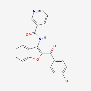 molecular formula C22H16N2O4 B11276223 N-{2-[(4-methoxyphenyl)carbonyl]-1-benzofuran-3-yl}pyridine-3-carboxamide 