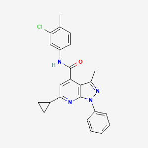 molecular formula C24H21ClN4O B11277495 N-(3-chloro-4-methylphenyl)-6-cyclopropyl-3-methyl-1-phenyl-1H-pyrazolo[3,4-b]pyridine-4-carboxamide 