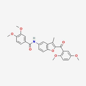 molecular formula C27H25NO7 B11277616 N-[2-(2,5-dimethoxybenzoyl)-3-methyl-1-benzofuran-5-yl]-3,4-dimethoxybenzamide 