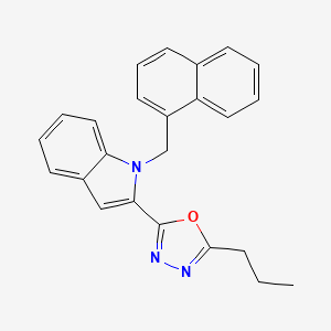 molecular formula C24H21N3O B11278198 2-(1-(naphthalen-1-ylmethyl)-1H-indol-2-yl)-5-propyl-1,3,4-oxadiazole 