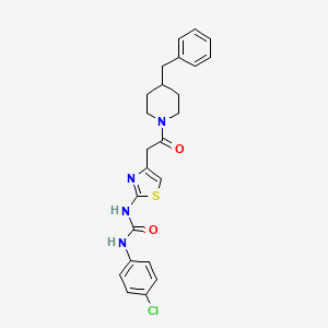 molecular formula C24H25ClN4O2S B11278916 1-(4-(2-(4-Benzylpiperidin-1-yl)-2-oxoethyl)thiazol-2-yl)-3-(4-chlorophenyl)urea 