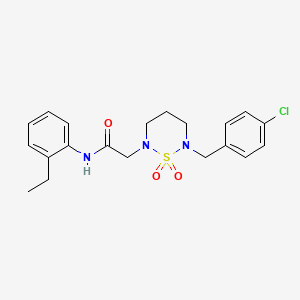 molecular formula C20H24ClN3O3S B11279261 2-[6-(4-chlorobenzyl)-1,1-dioxido-1,2,6-thiadiazinan-2-yl]-N-(2-ethylphenyl)acetamide 