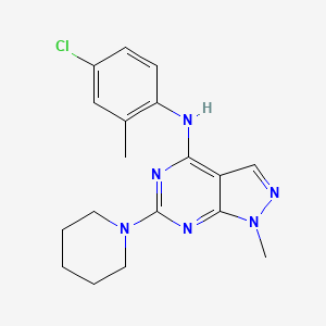 molecular formula C18H21ClN6 B11279663 N-(4-chloro-2-methylphenyl)-1-methyl-6-(piperidin-1-yl)-1H-pyrazolo[3,4-d]pyrimidin-4-amine 