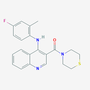 molecular formula C21H20FN3OS B11279785 N-(4-Fluoro-2-methylphenyl)-3-(thiomorpholine-4-carbonyl)quinolin-4-amine 