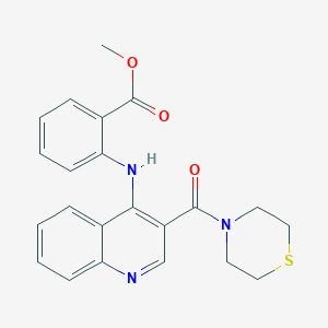molecular formula C22H21N3O3S B11280091 Methyl 2-{[3-(thiomorpholin-4-ylcarbonyl)quinolin-4-yl]amino}benzoate 