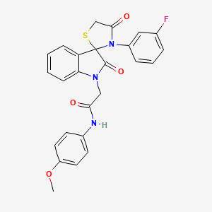 molecular formula C25H20FN3O4S B11280128 2-[3'-(3-fluorophenyl)-2,4'-dioxo-1,2-dihydrospiro[indole-3,2'-[1,3]thiazolidine]-1-yl]-N-(4-methoxyphenyl)acetamide 