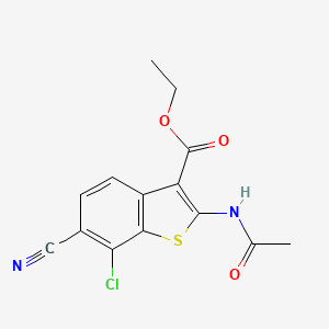 molecular formula C14H11ClN2O3S B11280168 Ethyl 2-(acetylamino)-7-chloro-6-cyano-1-benzothiophene-3-carboxylate 