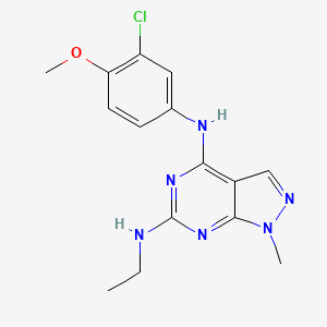 molecular formula C15H17ClN6O B11280196 N~4~-(3-chloro-4-methoxyphenyl)-N~6~-ethyl-1-methyl-1H-pyrazolo[3,4-d]pyrimidine-4,6-diamine 