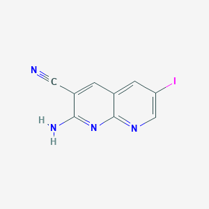 molecular formula C9H5IN4 B112803 2-Amino-6-iodo-1,8-naphthyridine-3-carbonitrile CAS No. 578007-69-9