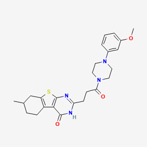 molecular formula C25H30N4O3S B11280476 2-{3-[4-(3-methoxyphenyl)piperazin-1-yl]-3-oxopropyl}-7-methyl-5,6,7,8-tetrahydro[1]benzothieno[2,3-d]pyrimidin-4(3H)-one 