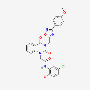 molecular formula C27H22ClN5O6 B11280530 N-(5-chloro-2-methoxyphenyl)-2-(3-((3-(4-methoxyphenyl)-1,2,4-oxadiazol-5-yl)methyl)-2,4-dioxo-3,4-dihydroquinazolin-1(2H)-yl)acetamide 