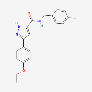 molecular formula C20H21N3O2 B11280596 5-(4-ethoxyphenyl)-N-(4-methylbenzyl)-1H-pyrazole-3-carboxamide 