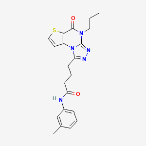 molecular formula C21H23N5O2S B11280759 N-(3-methylphenyl)-4-(5-oxo-4-propyl-4,5-dihydrothieno[2,3-e][1,2,4]triazolo[4,3-a]pyrimidin-1-yl)butanamide 