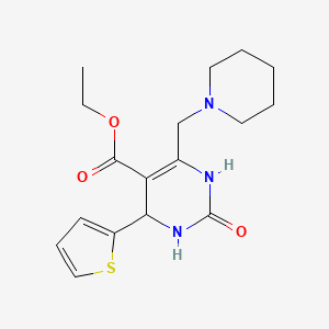 molecular formula C17H23N3O3S B11280965 Ethyl 2-oxo-6-(piperidin-1-ylmethyl)-4-(thiophen-2-yl)-1,2,3,4-tetrahydropyrimidine-5-carboxylate 