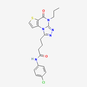 molecular formula C20H20ClN5O2S B11281005 N-(4-chlorophenyl)-4-(5-oxo-4-propyl-4,5-dihydrothieno[2,3-e][1,2,4]triazolo[4,3-a]pyrimidin-1-yl)butanamide 