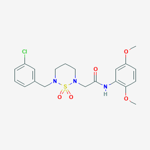 molecular formula C20H24ClN3O5S B11281101 2-[6-(3-chlorobenzyl)-1,1-dioxido-1,2,6-thiadiazinan-2-yl]-N-(2,5-dimethoxyphenyl)acetamide 