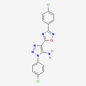 molecular formula C16H10Cl2N6O B11281120 1-(4-chlorophenyl)-4-[3-(4-chlorophenyl)-1,2,4-oxadiazol-5-yl]-1H-1,2,3-triazol-5-amine 