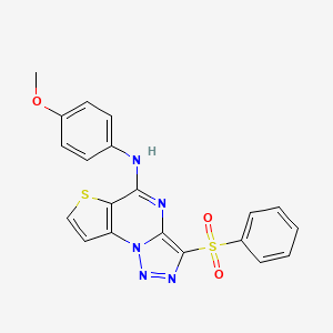 molecular formula C20H15N5O3S2 B11281343 N-(4-methoxyphenyl)-3-(phenylsulfonyl)thieno[2,3-e][1,2,3]triazolo[1,5-a]pyrimidin-5-amine 
