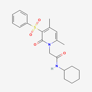 molecular formula C21H26N2O4S B11281358 N-cyclohexyl-2-[4,6-dimethyl-2-oxo-3-(phenylsulfonyl)pyridin-1(2H)-yl]acetamide 