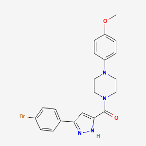molecular formula C21H21BrN4O2 B11281506 1-[3-(4-Bromophenyl)-1H-pyrazole-5-carbonyl]-4-(4-methoxyphenyl)piperazine 