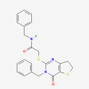 molecular formula C22H21N3O2S2 B11281527 N-benzyl-2-((3-benzyl-4-oxo-3,4,6,7-tetrahydrothieno[3,2-d]pyrimidin-2-yl)thio)acetamide 