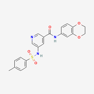 molecular formula C21H19N3O5S B11281540 N-(2,3-Dihydro-1,4-benzodioxin-6-YL)-5-(4-methylbenzenesulfonamido)pyridine-3-carboxamide 