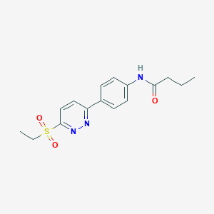 molecular formula C16H19N3O3S B11281702 N-(4-(6-(ethylsulfonyl)pyridazin-3-yl)phenyl)butyramide 