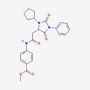 molecular formula C24H25N3O5 B11281706 Methyl 4-{[(3-cyclopentyl-2,5-dioxo-1-phenylimidazolidin-4-yl)acetyl]amino}benzoate 