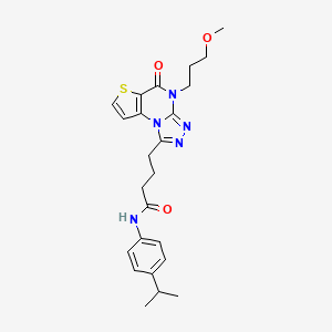 molecular formula C24H29N5O3S B11281780 N-(4-isopropylphenyl)-4-[4-(3-methoxypropyl)-5-oxo-4,5-dihydrothieno[2,3-e][1,2,4]triazolo[4,3-a]pyrimidin-1-yl]butanamide 