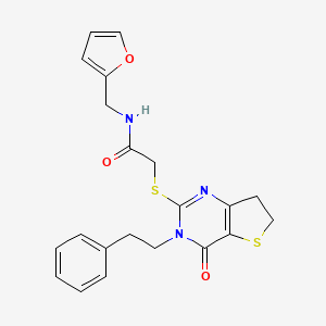 molecular formula C21H21N3O3S2 B11282278 N-(furan-2-ylmethyl)-2-((4-oxo-3-phenethyl-3,4,6,7-tetrahydrothieno[3,2-d]pyrimidin-2-yl)thio)acetamide 