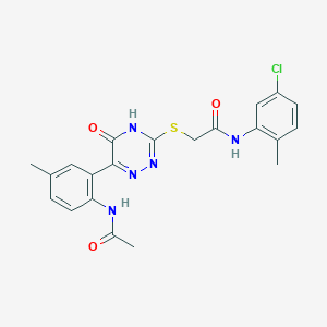 molecular formula C21H20ClN5O3S B11282367 N-(5-Chloro-2-methylphenyl)-2-{[6-(2-acetamido-5-methylphenyl)-5-oxo-4,5-dihydro-1,2,4-triazin-3-YL]sulfanyl}acetamide 