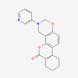 molecular formula C20H18N2O3 B11282395 3-(3-Pyridyl)-3,4,7,8,9,10-hexahydro-2H,6H-benzo[3,4]chromeno[8,7-E][1,3]oxazin-6-one 