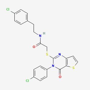 molecular formula C22H17Cl2N3O2S2 B11282507 N-[2-(4-chlorophenyl)ethyl]-2-{[3-(4-chlorophenyl)-4-oxo-3,4-dihydrothieno[3,2-d]pyrimidin-2-yl]sulfanyl}acetamide 