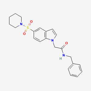 molecular formula C22H25N3O3S B11282637 N-Benzyl-2-(5-(piperidin-1-ylsulfonyl)-1H-indol-1-yl)acetamide 
