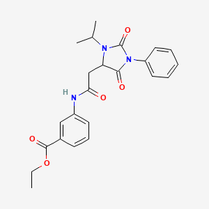 molecular formula C23H25N3O5 B11282670 Ethyl 3-({[2,5-dioxo-1-phenyl-3-(propan-2-yl)imidazolidin-4-yl]acetyl}amino)benzoate 