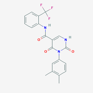 molecular formula C20H16F3N3O3 B11282713 3-(3,4-dimethylphenyl)-2,4-dioxo-N-[2-(trifluoromethyl)phenyl]-1,2,3,4-tetrahydropyrimidine-5-carboxamide 