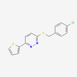 molecular formula C15H11ClN2S2 B11282750 3-((4-Chlorobenzyl)thio)-6-(thiophen-2-yl)pyridazine 