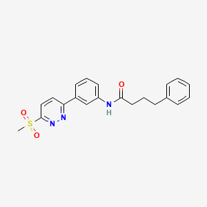molecular formula C21H21N3O3S B11282863 N-(3-(6-(methylsulfonyl)pyridazin-3-yl)phenyl)-4-phenylbutanamide 