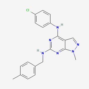 molecular formula C20H19ClN6 B11282935 N~4~-(4-chlorophenyl)-1-methyl-N~6~-(4-methylbenzyl)-1H-pyrazolo[3,4-d]pyrimidine-4,6-diamine 