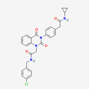 molecular formula C28H25ClN4O4 B11282960 N-[(4-chlorophenyl)methyl]-2-(3-{4-[(cyclopropylcarbamoyl)methyl]phenyl}-2,4-dioxo-1,2,3,4-tetrahydroquinazolin-1-yl)acetamide 