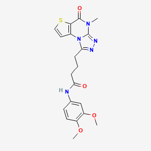 molecular formula C20H21N5O4S B11282984 N-(3,4-dimethoxyphenyl)-4-(4-methyl-5-oxo-4,5-dihydrothieno[2,3-e][1,2,4]triazolo[4,3-a]pyrimidin-1-yl)butanamide 