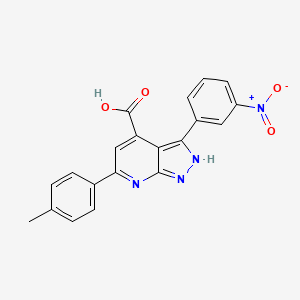 molecular formula C20H14N4O4 B11282991 6-(4-methylphenyl)-3-(3-nitrophenyl)-1H-pyrazolo[3,4-b]pyridine-4-carboxylic acid 