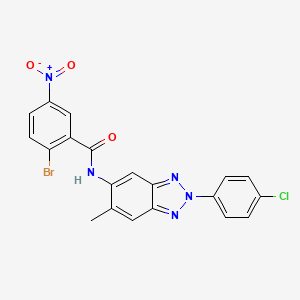 molecular formula C20H13BrClN5O3 B11283544 2-bromo-N-[2-(4-chlorophenyl)-6-methyl-2H-benzotriazol-5-yl]-5-nitrobenzamide 