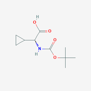 molecular formula C10H17NO4 B112836 (R)-2-((tert-Butoxycarbonyl)amino)-2-cyclopropylacetic acid CAS No. 609768-49-2