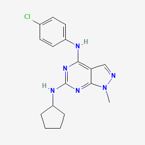 molecular formula C17H19ClN6 B11283672 N4-(4-chlorophenyl)-N6-cyclopentyl-1-methyl-1H-pyrazolo[3,4-d]pyrimidine-4,6-diamine 
